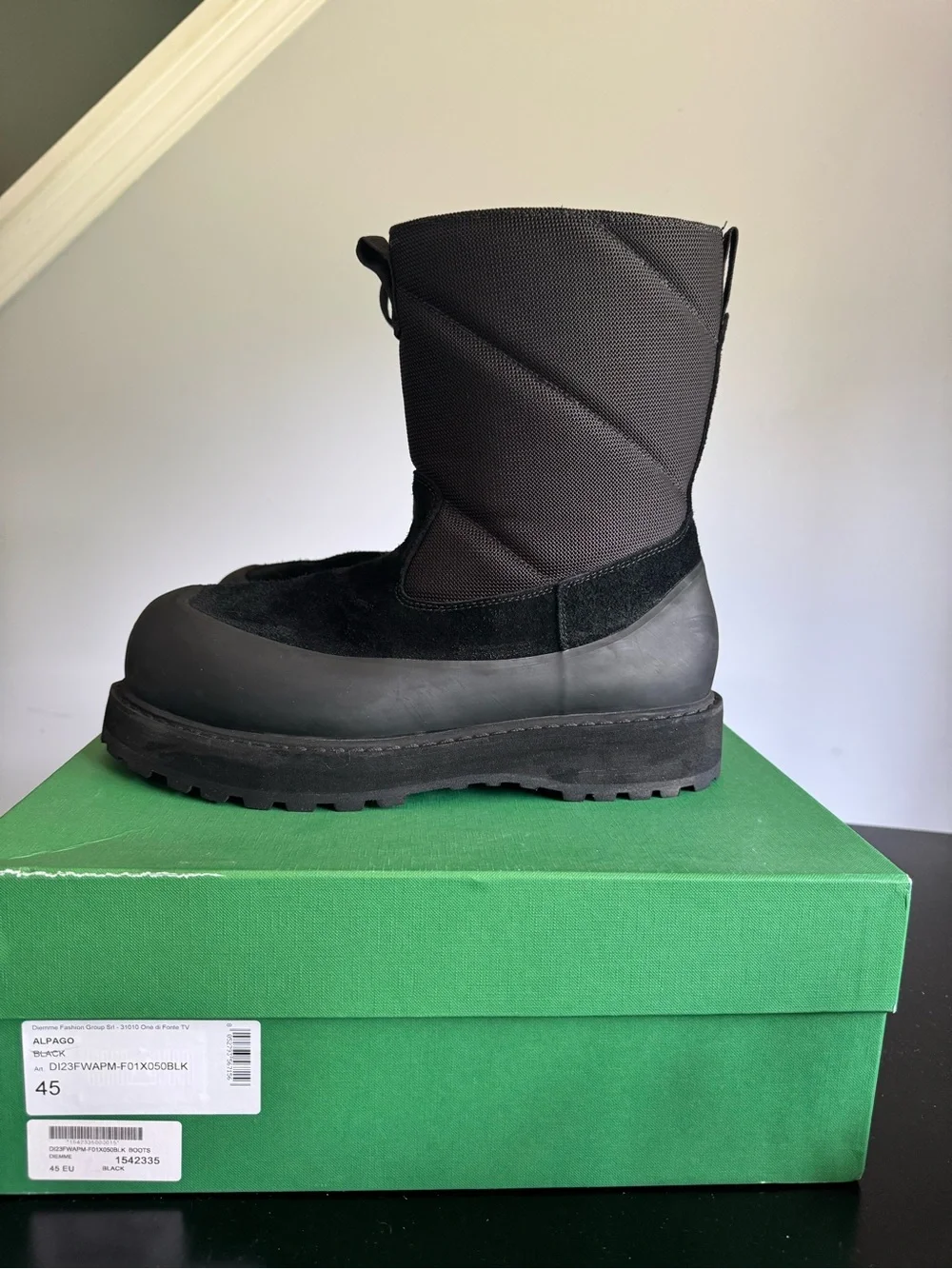 Diemme Alpago Boots Black EU 45 US 12 Made in Italy Original Box